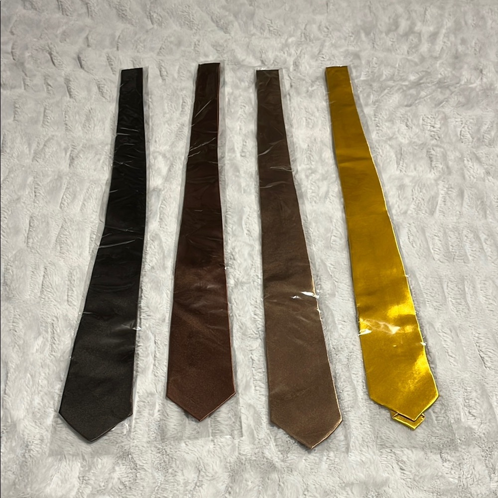 Elegant Men's Tie Set - Black, Brown, Gold